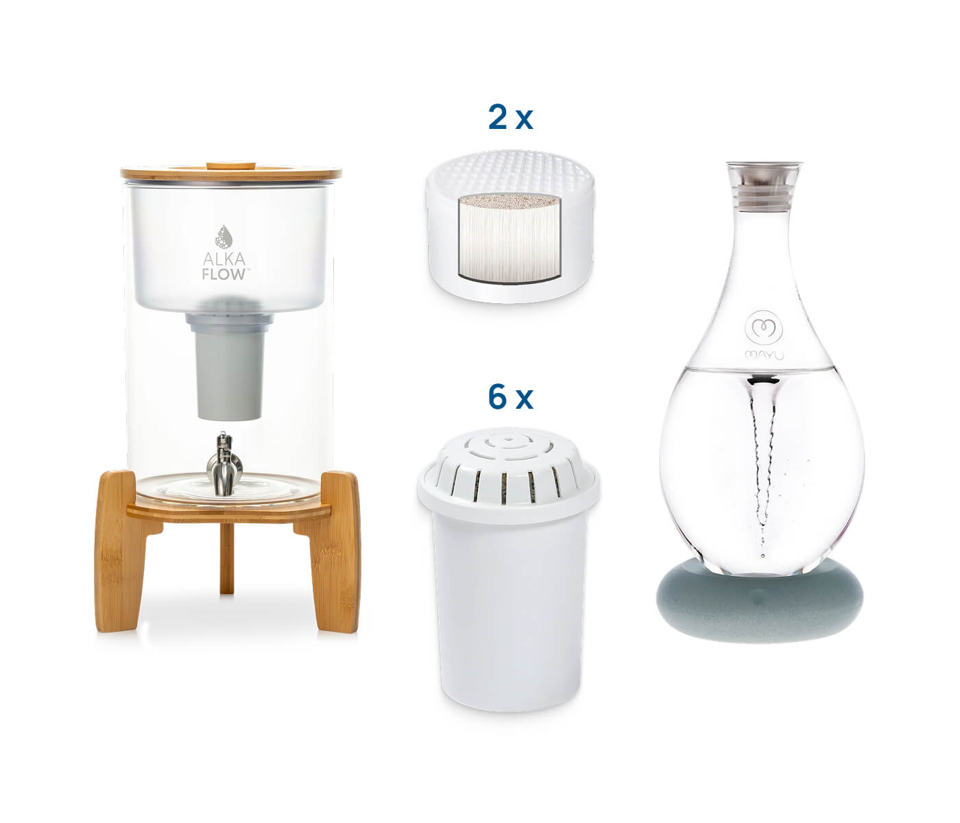 Distributeur AlkaFlow + Ensemble de filtres 12 mois + Mayu Swirl