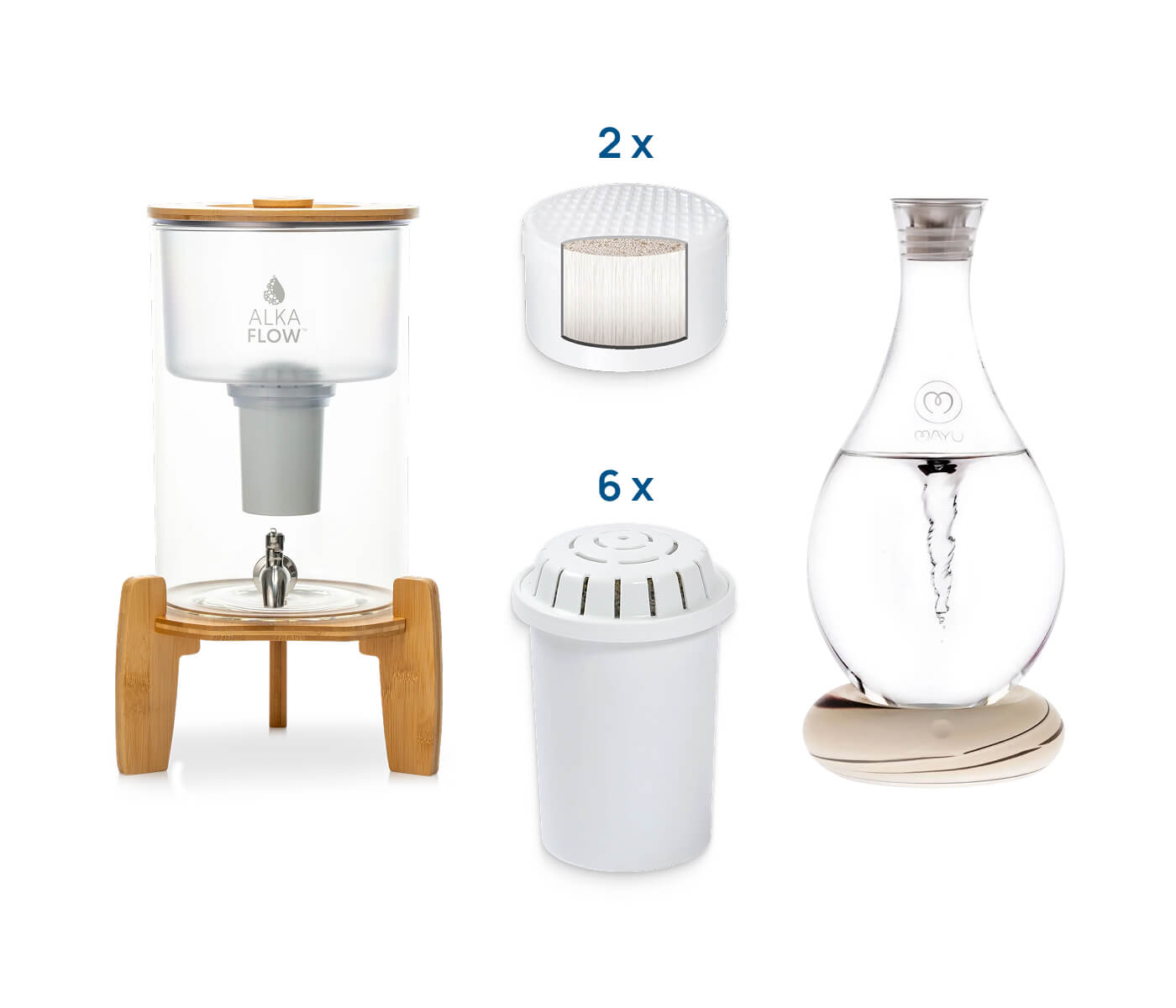 Distributeur AlkaFlow + Ensemble de filtres 12 mois + Mayu Swirl
